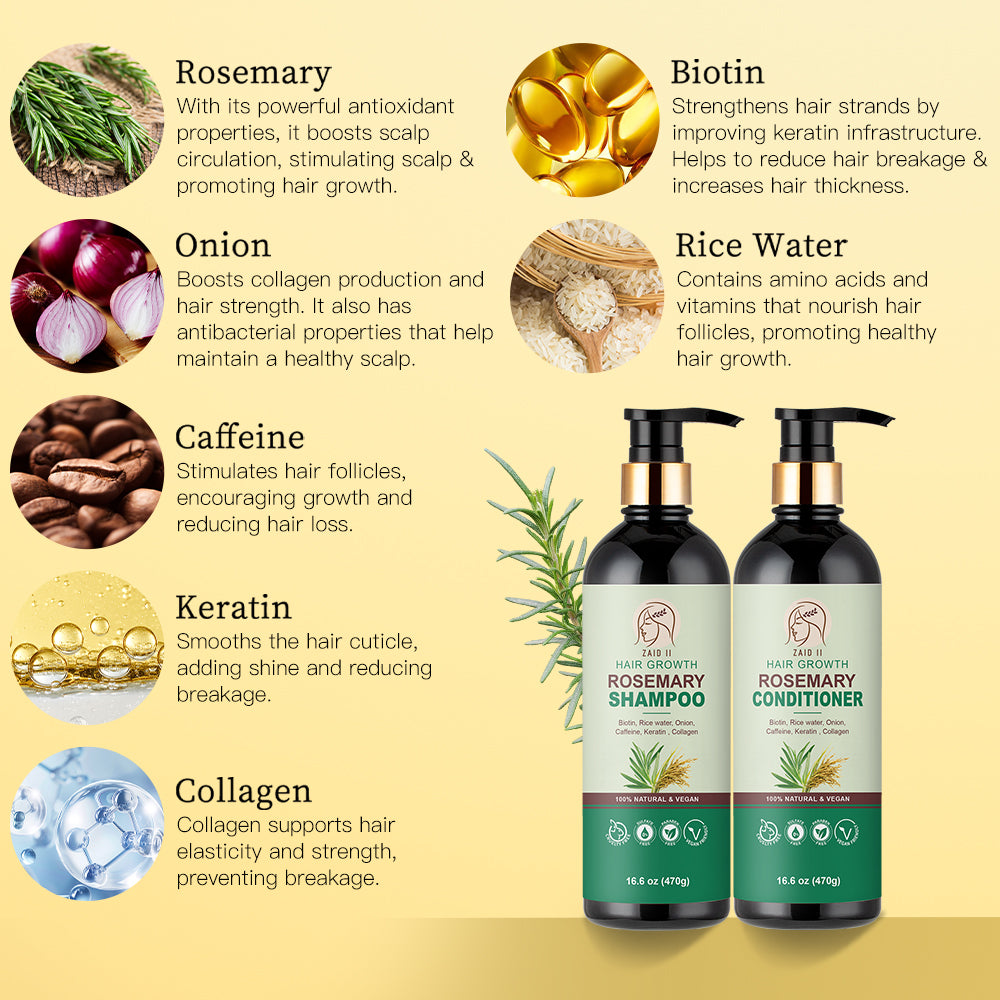 100% Natural ZAID II -Rosemary shampoo and conditioner set.