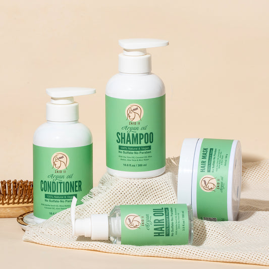 100% Natural- 4 Steps of Argan Oil Hair Care Set for a healthier hair.